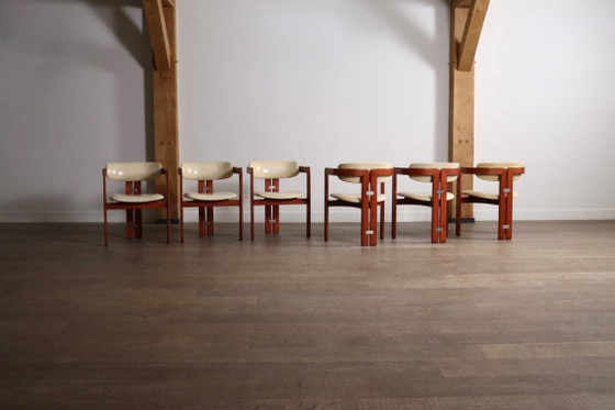 Set van 6 Augusto Savini Pamplona-stoelen voor Pozzi, Italië, 1965 – Eetkamerstoelen, Wood (photo 5 of 18)