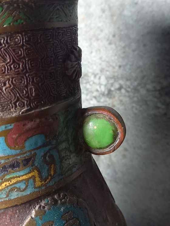 Vase Oriental Ancien, Fer, Multicolore (photo 7 sur 9)