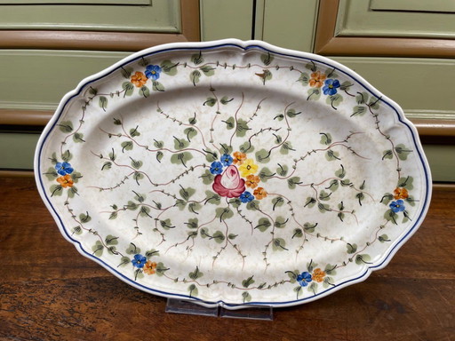 Plato grande de barro pintado a mano – 45 × 30 cm