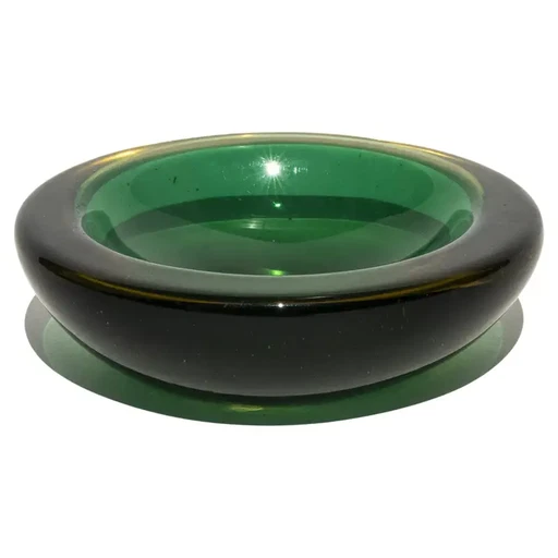 Petit bol italien vintage des années 1960 en verre de Murano vert et jaune