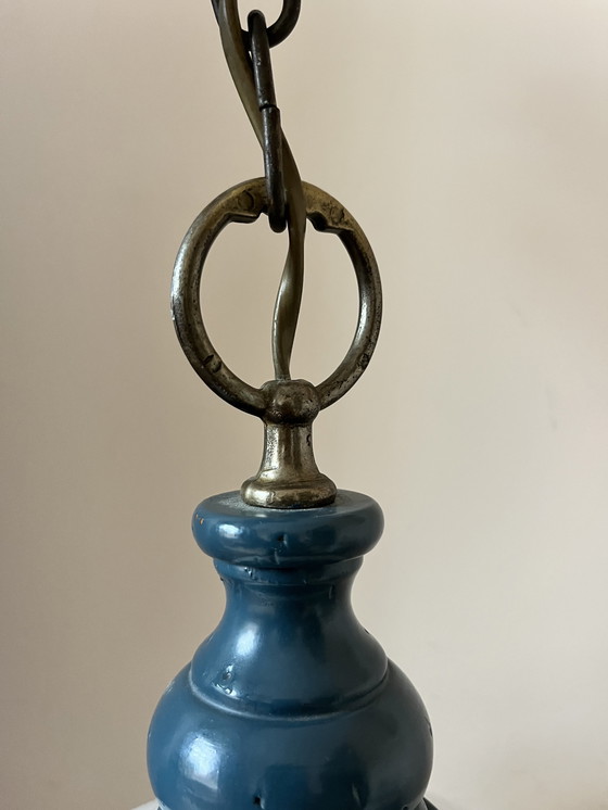 Image 1 of Vintage pendant lamp with opaline glass shade