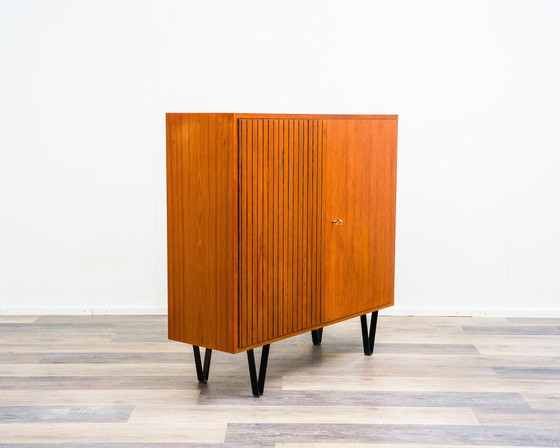 Image 1 of Teak highboard with fluted doors, 60s