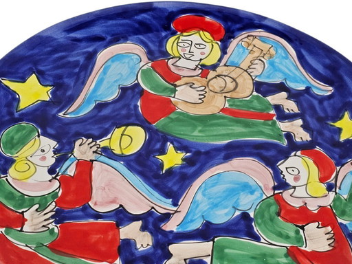 La Musa Ceramiche - XL plate - Giovanni De Simone style - hand painted - Picasso - 80's