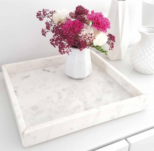 PLATEAU DE MARBRE, QUADRATIQUE BLANC adorist nouveau