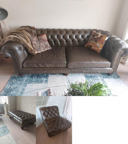 The Edinburgh chesterfield set vintage truffle leather