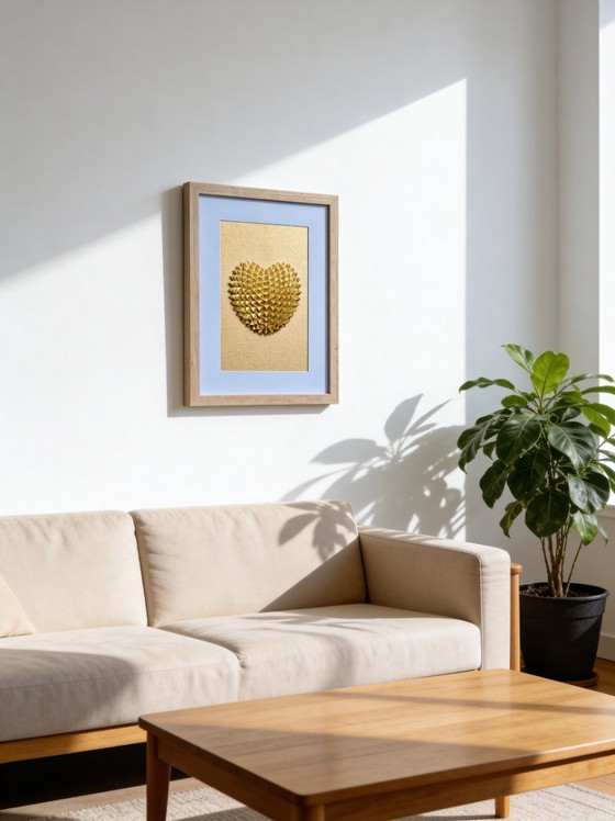 Image 1 of 3D Geometric Heart Wall Art – Gold Heart