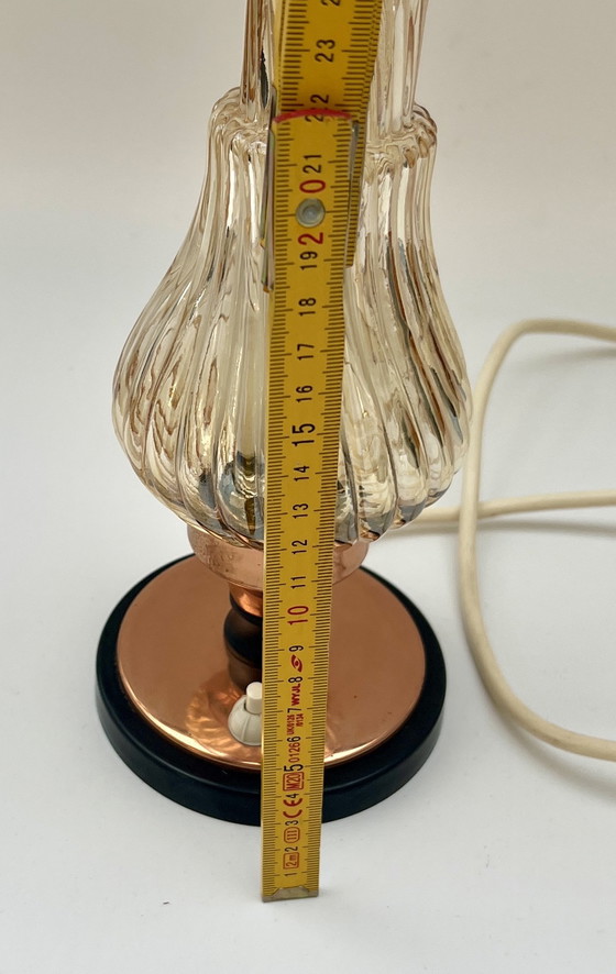Image 1 of Vintage table lamp with smoked glass – copper & Bakelite – circa 1960s/70s