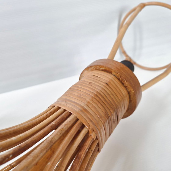 Image 1 of PAIR OF VINTAGE 1960S TABLE LAMPS IN RATTAN & BEECH 60S 1960S 1960s