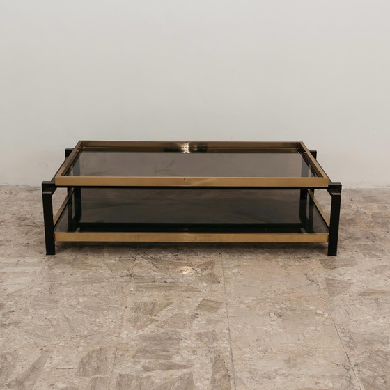 Image 1 of Tavolo Da Salotto Design Hollywood Regency Anni ‘70 Geometrico Ottone Vintage