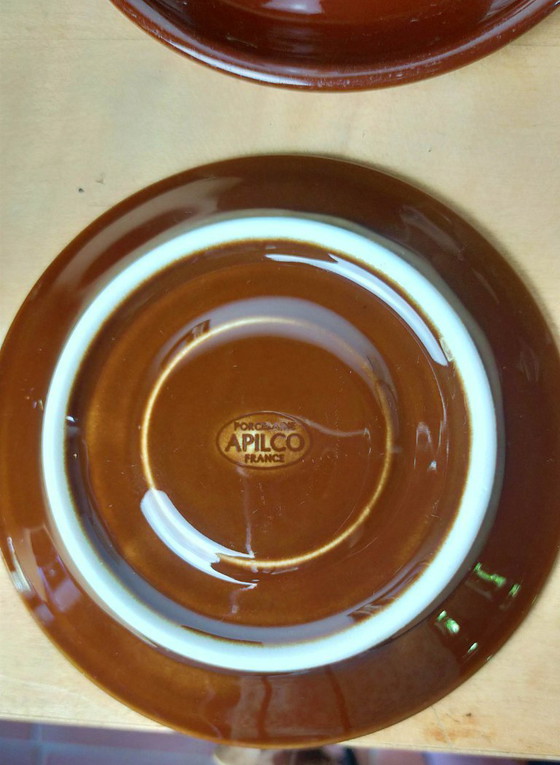 Image 1 of Set of 6 bistro cups and saucers, Apilco Deshoulières porcelain