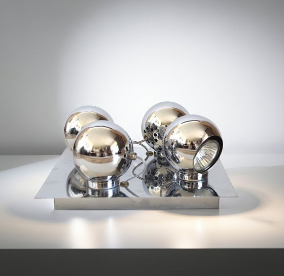 Image 1 of Vintage "Brilliant" Chromen Plafondspot met 4 Ogen - Verstelbare Retro Design Verlichting