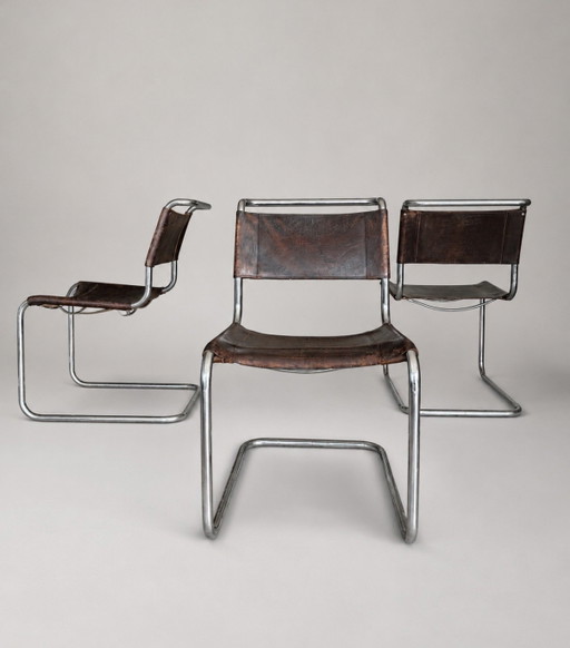 3x Vintage Mart Stam S33 Cantilever Chair by Thonet