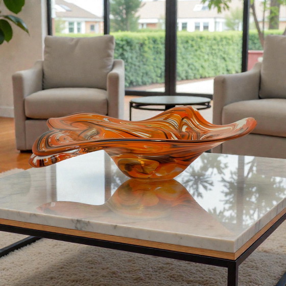 Image 1 of XXL Glazen schaal van Römische Glashütte  L 48cm  - jaren ’70