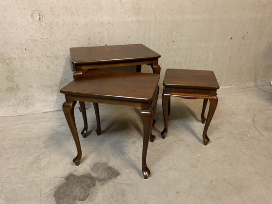 Image 1 of Beistelltischset im Queen-Anne-Stil aus Mahagoni. Mini-Set