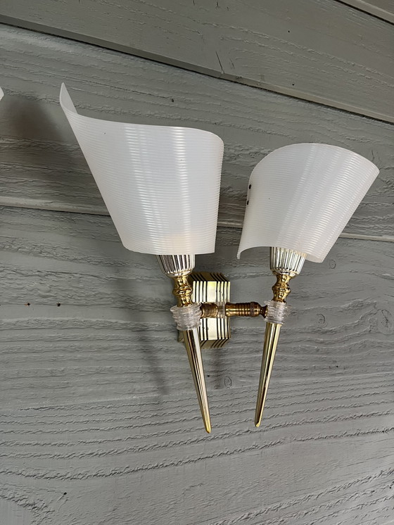 Image 1 of Ensemble d'appliques doubles Vintage Hollywood Regency