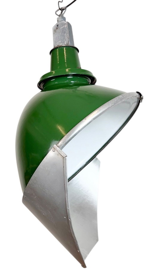 Large Industrial British Green Enamel Factory Pendant Lamp from Benjamin, 1960s