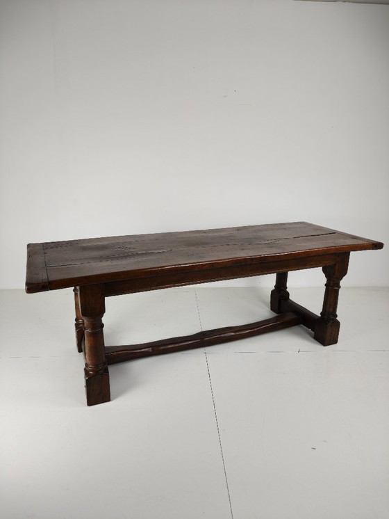Image 1 of Solid English Oak Dining Table – 20th Century