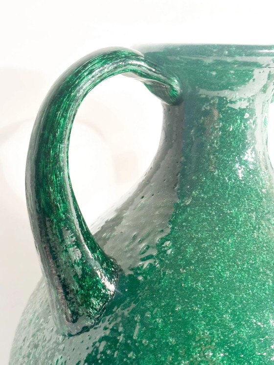 Green Murano Glass Vase with Pulegoso Technique, 1970s (photo 4 of 12)