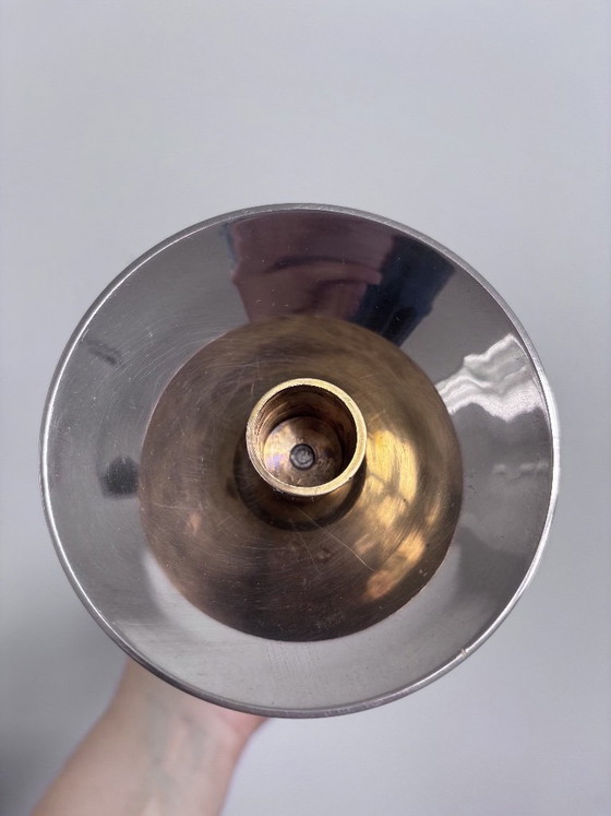 Image 1 of Set of three Zig-Zag vintage candle holders | Italy | 80s Memphis Milano inspired, postmodern Italian Design, Metal