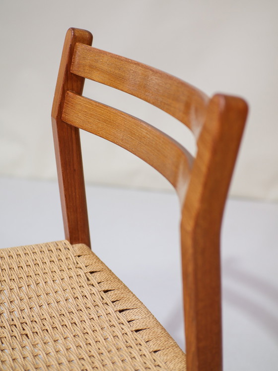 Image 1 of 4x Chaises de salle à manger Papercord Teck Danois Vintage