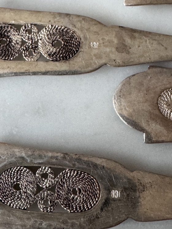 Image 1 of Set of 6 Vintage 830 Silver Dessert Spoons – 88g