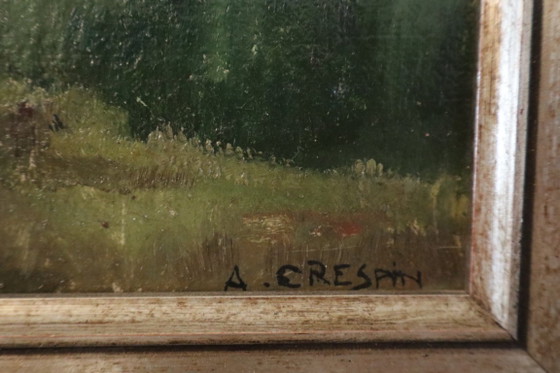 Dipinto di A. Cresti, Paesaggio con albero in fiore, Dipinti e disegni, Legno, Tela, Verde (foto 7 di 12)