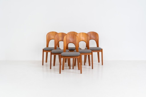Set van 6 “Morten” Eetkamerstoelen van Niels Koefoed (Denemarken, jaren 60) – Wood, Vintage