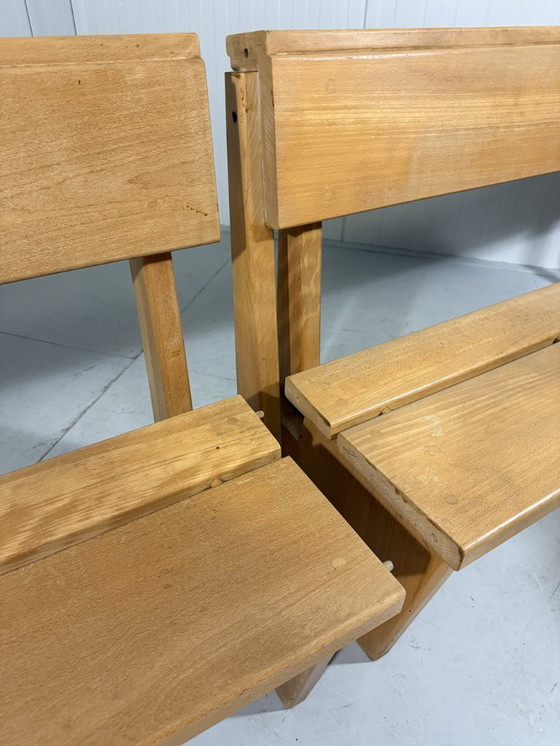 Image 1 of XL Modernist solid beech wood bench 1960s