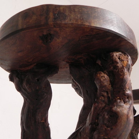 Image 1 of Ensemble de 3 tabourets de bar vintage en fibres végétales, années 1960