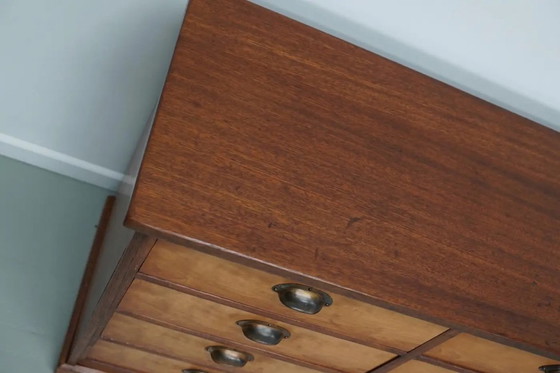 Image 1 of Vintage Nederlandse kersenhouten apothekerskast / archiefkast, jaren 1930