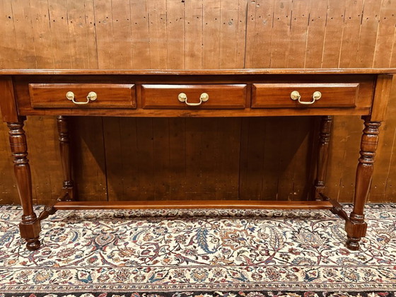 Klassiek Engelse Sidetable Bureau – Consoles, Hout, Messing (photo 9 of 14)