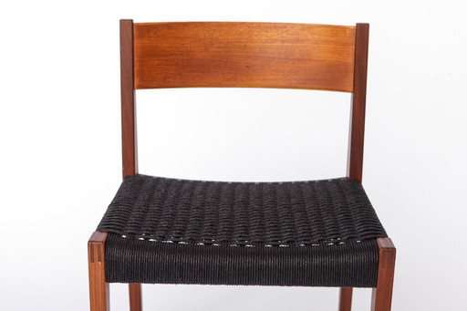 Vintage Poul Cadovius Chair “Pia” for Cado, Danish Teak Chair 1960s, Black Danish Cord Seat, Mid Century Modern