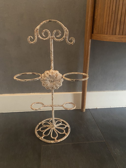 Vintage brocante cast iron umbrella stand