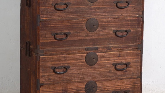 Antique Japanese Tansu Chest of Drawers - Meiji / Taishō Period (c. ) #5 – Iron (photo 3 of 40)