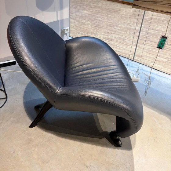 Leolux Papageno Sessel, Leder, Blau, Modern (Foto 2 von 5)
