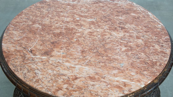 Image 1 of Antiker französischer Beistelltisch aus den frühen 1900er Jahren mit einer Marmorplatte