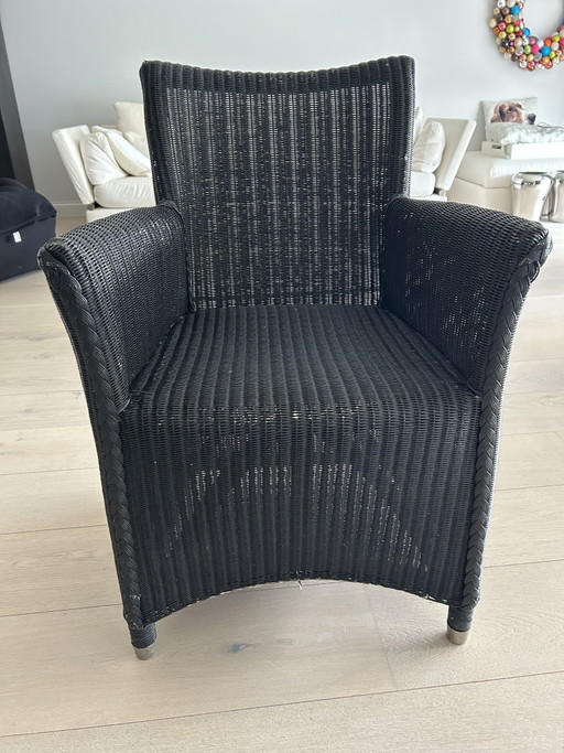 6 chaises Lloyd Loom noires – eetkamerstoelen, Wicker