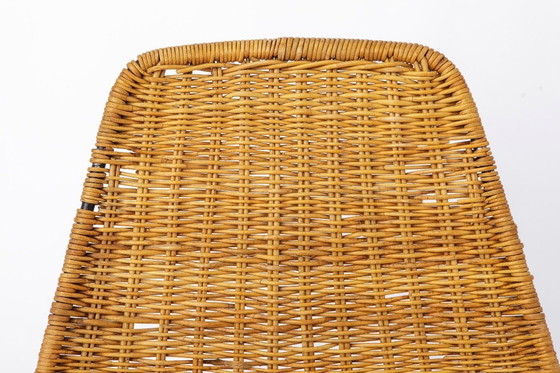 Image 1 of Set of 2 Gianfranco Legler Basket Chairs, 1950s Rattan Chairs, Mid Century Swiss Design, Metal & Wicker Chairs