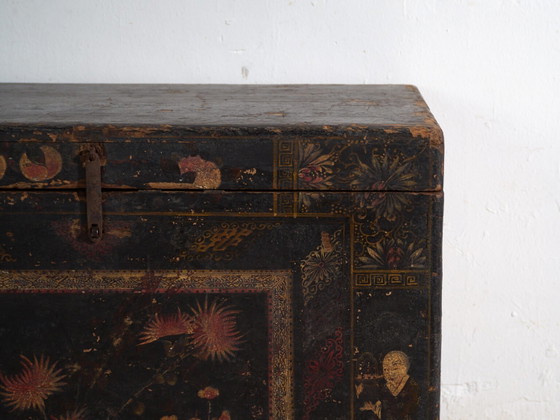 Malle ancienne peinte en bois de pin – Chine, vers 1900 – Armoires de rangement, Iron (photo 34 of 40)
