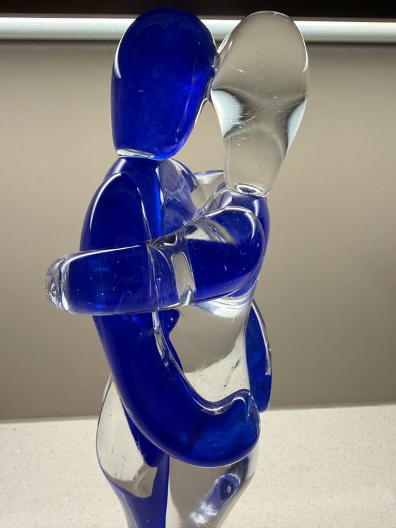 Grote Murano glazen sculptuur “Lovers / Amanti” – blauw & helder – 41,7 cm – Decoratieve objecten, Glass (photo 9 of 15)