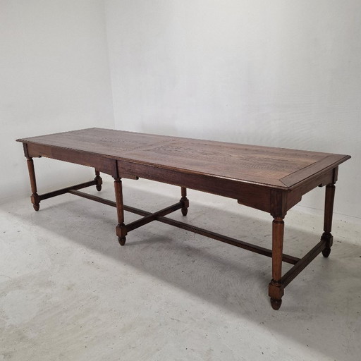 Élégante et très grande table à manger de monastère antique française, XIXe siècle