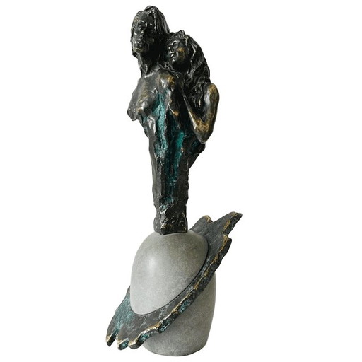 Vintage André Paor bronze sculpture bronze L'amour de Margo 41 cm 1990s