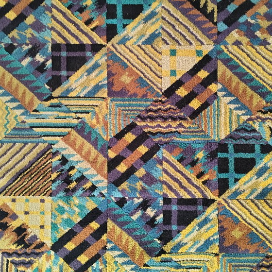 1980s Missoni geometrisch patroon vloerkleed, Multi Color, Vloerkleden en tapijten, Textiel, Geel, Abstract (foto 5 van 14)