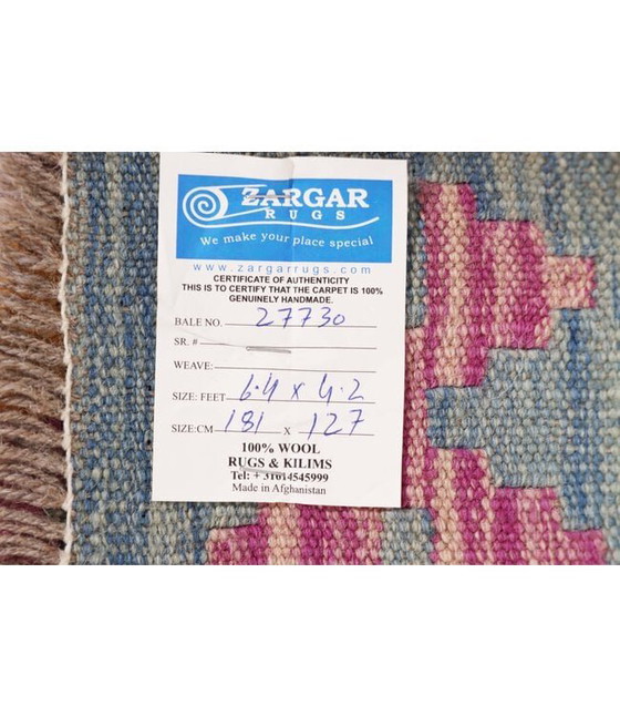 Image 1 of 181x127 cm Handmade Afghan Traditional Kilim Rug Wool Carpet