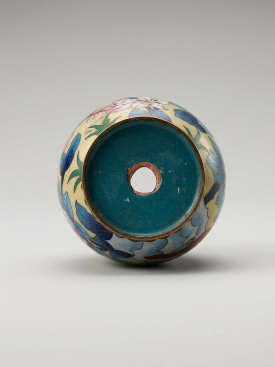 Small Chinese Cloisonné Vase – Bird and Peonies – 16 Cm – Ceramic (photo 3 of 7)