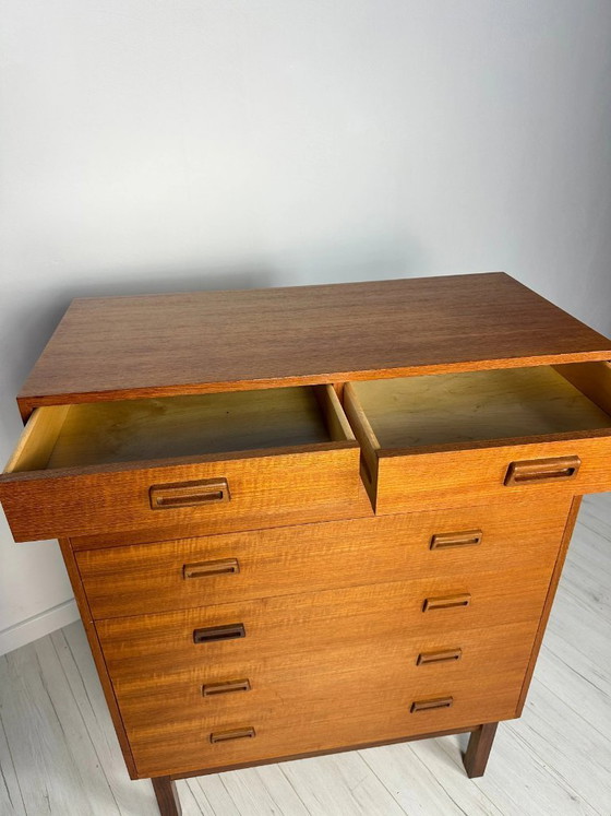 Image 1 of Cassettiera vintage danese in teak di Holger Jensen per FDB, stile Mid-Century Modern, anni '60.