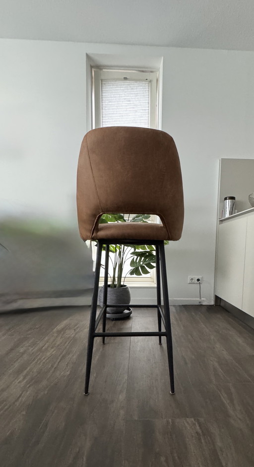 2 cognac colored bar stools