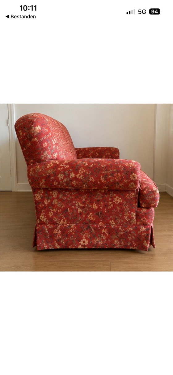 Jio Möbler Madison, Swedish Vintage Design Sofa with Botanical Print, Textile, Wood, Beige (photo 3 of 5)
