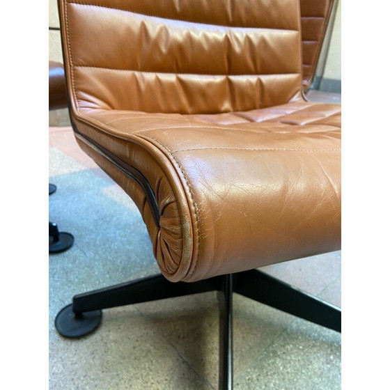 Image 1 of Set of 5 vintage brown leather armchairs