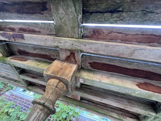 Grote Rustieke Tafel In Massief Hout – Overstock, Eettafels, Wood (photo 7 of 15)